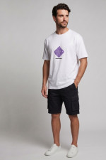 Ανδρικό t-shirt Brokers λευκό με ανάγλυφο 3D τύπωμα 26017-107-751