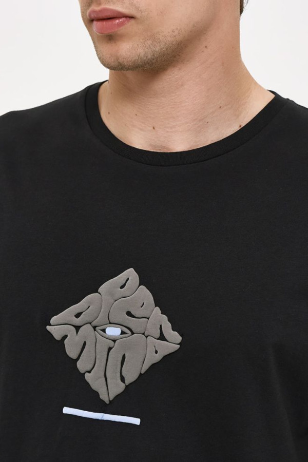 Ανδρικό t-shirt Brokers μαύρο με ανάγλυφο 3D τύπωμα 26017-107-751