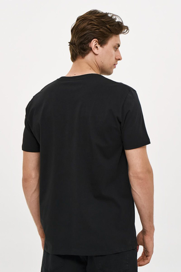 Ανδρικό t-shirt Brokers μαύρο με τύπωμα βαμβακερό 26017-107-751