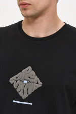 Ανδρικό t-shirt Brokers μαύρο με τύπωμα βαμβακερό 26017-107-751