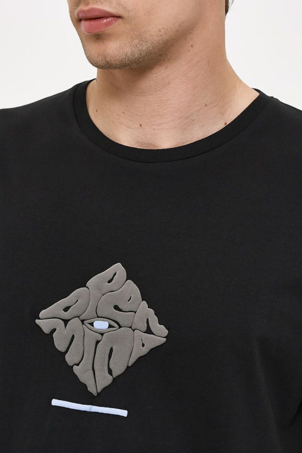 Ανδρικό t-shirt Brokers μαύρο με τύπωμα βαμβακερό 26017-107-751