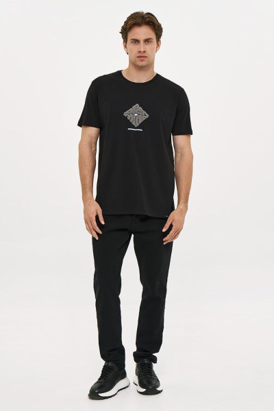 Ανδρικό t-shirt Brokers μαύρο με τύπωμα βαμβακερό 26017-107-751