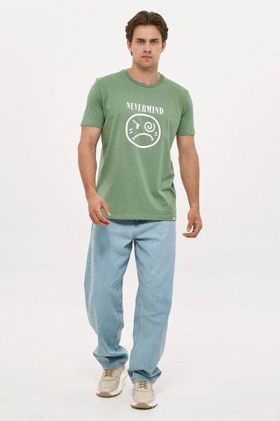 Ανδρικό T-shirt Brokers πράσινο με print βαμβακερό κοντομάνικο 26017-113-751