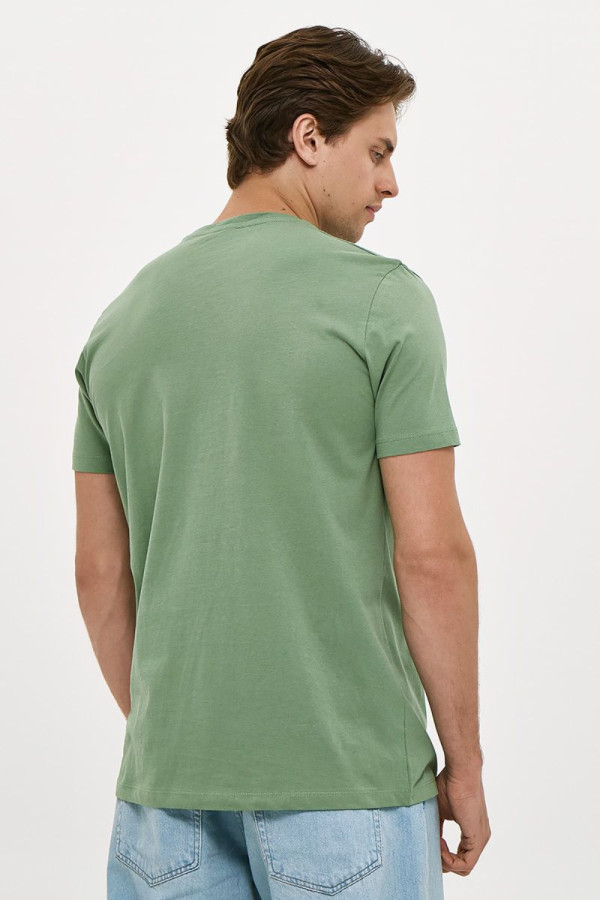 Ανδρικό T-shirt Brokers πράσινο με print βαμβακερό κοντομάνικο 26017-113-751