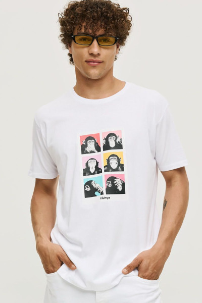 CAMARO T-SHIRT ΒΑΜΒΑΚΕΡΟ POP ART ΤΥΠΩΜΑ ΛΕΥΚΟ  25027-154-751