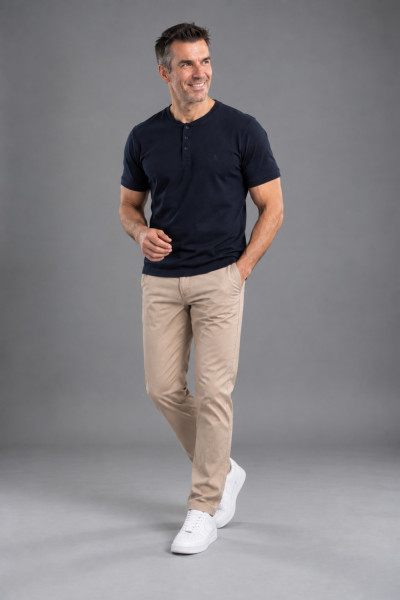 Ανδρική μπλούζα Visconti navy blue henley βαμβακερή με κουμπιά 2834-1
