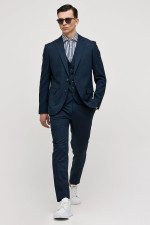SOGO ΑΝΔΡΙΚΟ ΚΟΣΤΟΥΜΙ ΜΕ ΓΙΛΕΚΟ SLIM FIT ΜΕ ΡΙΓΑ ΜΠΛΕ 25032-702-290
