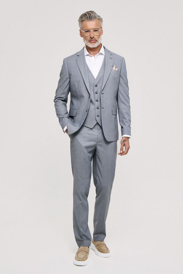 Ανδρικό κοστούμι με γιλέκο Sogo γκρι regular fit 26032-401-283
