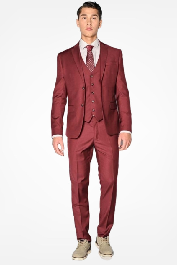 SOGO ΑΝΔΡΙΚΟ ΚΟΣΤΟΥΜΙ ΜΕ ΓΙΛΕΚΟ SLIM FIT BORDEAUX  23032-701-101