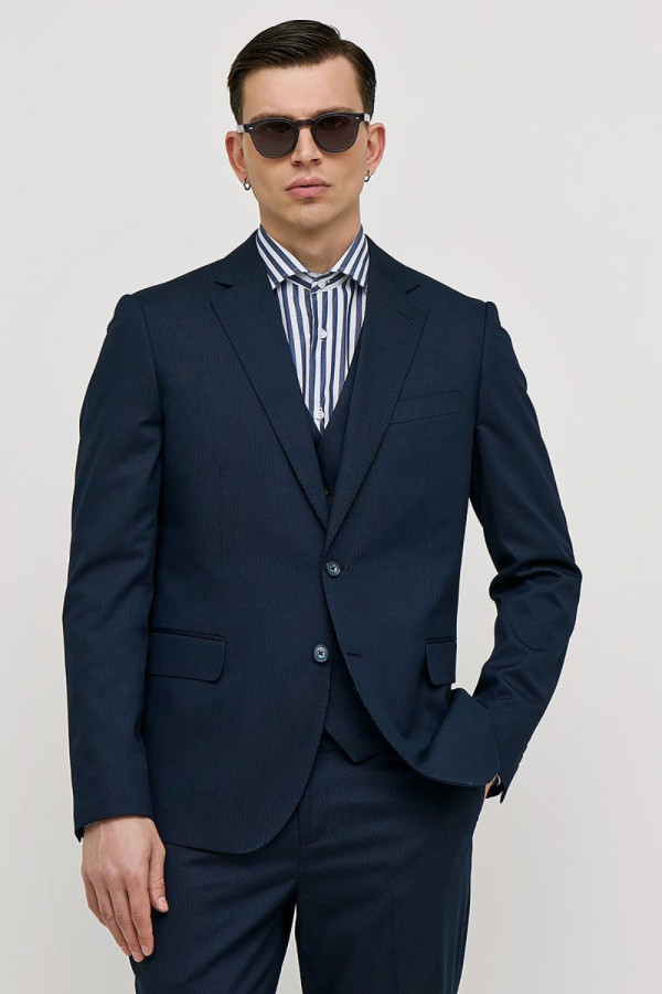 SOGO ΑΝΔΡΙΚΟ ΚΟΣΤΟΥΜΙ ΜΕ ΓΙΛΕΚΟ SLIM FIT ΜΕ ΡΙΓΑ ΜΠΛΕ 25032-702-290