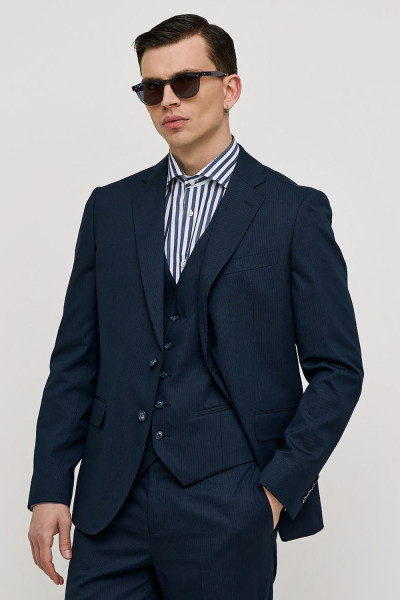 SOGO ΑΝΔΡΙΚΟ ΚΟΣΤΟΥΜΙ ΜΕ ΓΙΛΕΚΟ SLIM FIT ΜΕ ΡΙΓΑ ΜΠΛΕ 25032-702-290