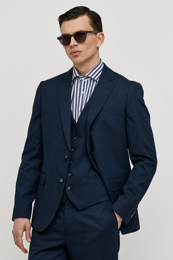 SOGO ΑΝΔΡΙΚΟ ΚΟΣΤΟΥΜΙ ΜΕ ΓΙΛΕΚΟ SLIM FIT ΜΕ ΡΙΓΑ ΜΠΛΕ 25032-702-290