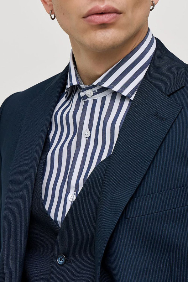 SOGO ΑΝΔΡΙΚΟ ΚΟΣΤΟΥΜΙ ΜΕ ΓΙΛΕΚΟ SLIM FIT ΜΕ ΡΙΓΑ ΜΠΛΕ 25032-702-290