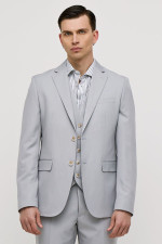 Ανδρικό κοστούμι Sogo με γιλέκο γκρί ανοικτό slim fit 25032-702-271