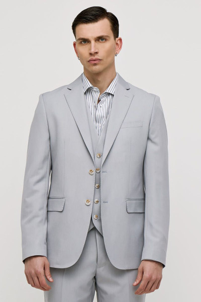 Ανδρικό κοστούμι Sogo με γιλέκο γκρί ανοικτό slim fit 25032-702-271