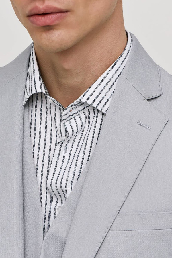 Ανδρικό κοστούμι Sogo με γιλέκο γκρί ανοικτό slim fit 25032-702-271