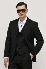 Ανδρικό κοστούμι Sogo μαύρο με γιλέκο slim fit 25032-702-271 Ανδρικό κοστούμι Sogo μαύρο με γιλέκο slim fit 25032-702-271