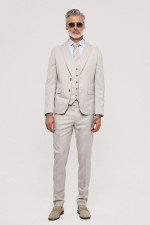 Ανδρικό κοστούμι Sogo με γιλέκο slim fit πάγος formal 26032-701-292