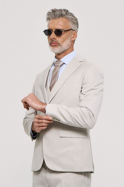 Ανδρικό κοστούμι Sogo με γιλέκο slim fit πάγος formal 26032-701-292