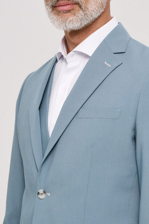 Ανδρικό κοστούμι Sogo πετρόλ με γιλέκο slim fit 26032-701-272