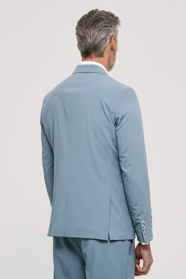 Ανδρικό κοστούμι Sogo πετρόλ με γιλέκο slim fit 26032-701-272