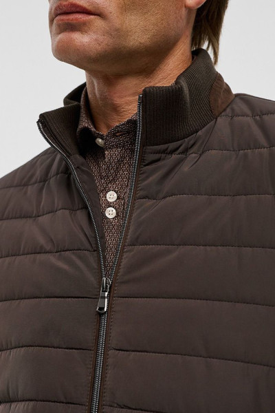 Ανδρικό bomber μπουφάν Sogo καφέ με συνδυασμό υφασμάτων 26530-195-054