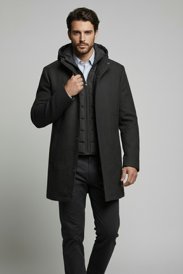 SOGO ΑΝΔΡΙΚΟ ΗΜΙΠΑΛΤΟ ΜΕ ΑΠΟΣΠΩΜΕΝΗ ΜΟΣΤΡΑ ΑΝΘΡΑΚΙ 25530-734-097