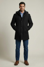 SOGO ΑΝΔΡΙΚΟ ΗΜΙΠΑΛΤΟ ΜΕ ΑΠΟΣΠΩΜΕΝΗ ΚΟΥΚΟΥΛΑ ΜΑΥΡΟ 25530-732-094