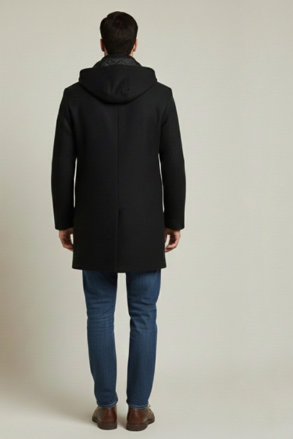 SOGO ΑΝΔΡΙΚΟ ΗΜΙΠΑΛΤΟ ΜΕ ΑΠΟΣΠΩΜΕΝΗ ΚΟΥΚΟΥΛΑ ΜΑΥΡΟ 25530-732-094