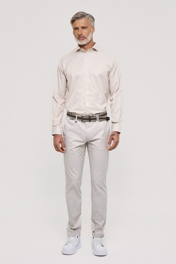 Ανδρικό παντελόνι Sogo sand slim fit βαμβακερό με ζώνη 26034-496-484