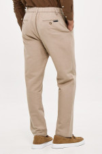 Ανδρικό λινό παντελόνι Brokers μπεζ  με λάστιχο & κορδόνι  26014-108-487