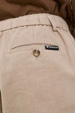 Ανδρικό λινό παντελόνι Brokers μπεζ  με λάστιχο & κορδόνι  26014-108-487