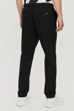 Ανδρικό λινό παντελόνι μαύρο με λάστιχο & κορδόνι – Brokers - 26014-108-487