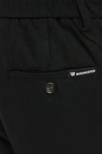 Ανδρικό λινό παντελόνι μαύρο με λάστιχο & κορδόνι – Brokers - 26014-108-487