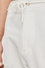 Ανδρικό λινό παντελόνι λευκό με λάστιχο & κορδόνι – Brokers - 26014-108-487