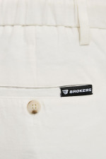 Ανδρικό λινό παντελόνι λευκό με λάστιχο & κορδόνι – Brokers - 26014-108-487