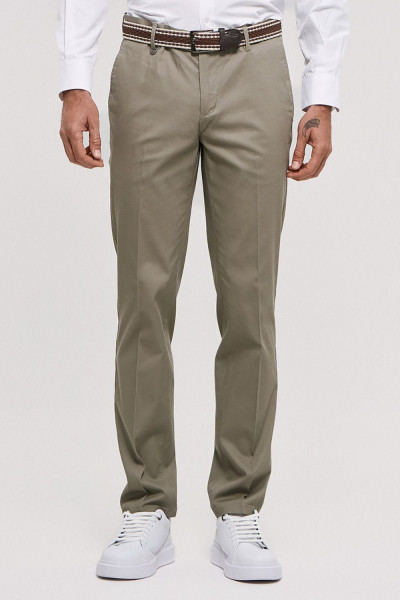 Ανδρικό παντελόνι Sogo greige chinos βαμβακερό με ζώνη 26034-291-476