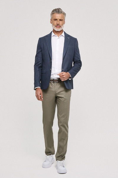 Ανδρικό παντελόνι Sogo greige chinos βαμβακερό με ζώνη 26034-291-476