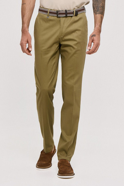 Ανδρικό παντελόνι Sogo λαδί chinos βαμβακερό με ζώνη 26034-291-476