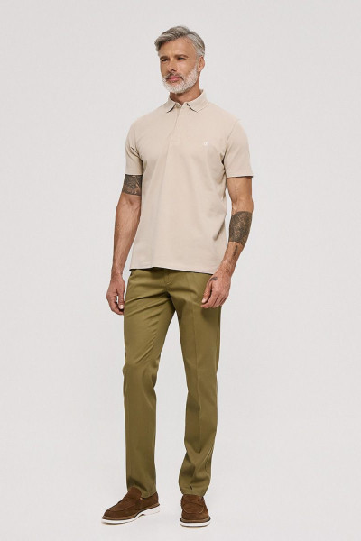 Ανδρικό παντελόνι Sogo λαδί chinos βαμβακερό με ζώνη 26034-291-476