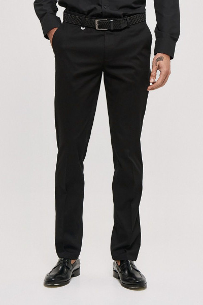 Ανδρικό παντελόνι Sogo μαύρο chinos βαμβακερό με ζώνη 26034-291-476