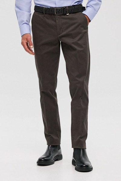 Ανδρικό chino παντελόνι Sogo ανθρακί slim fit βαμβακερό με ζώνη 26534-293-484