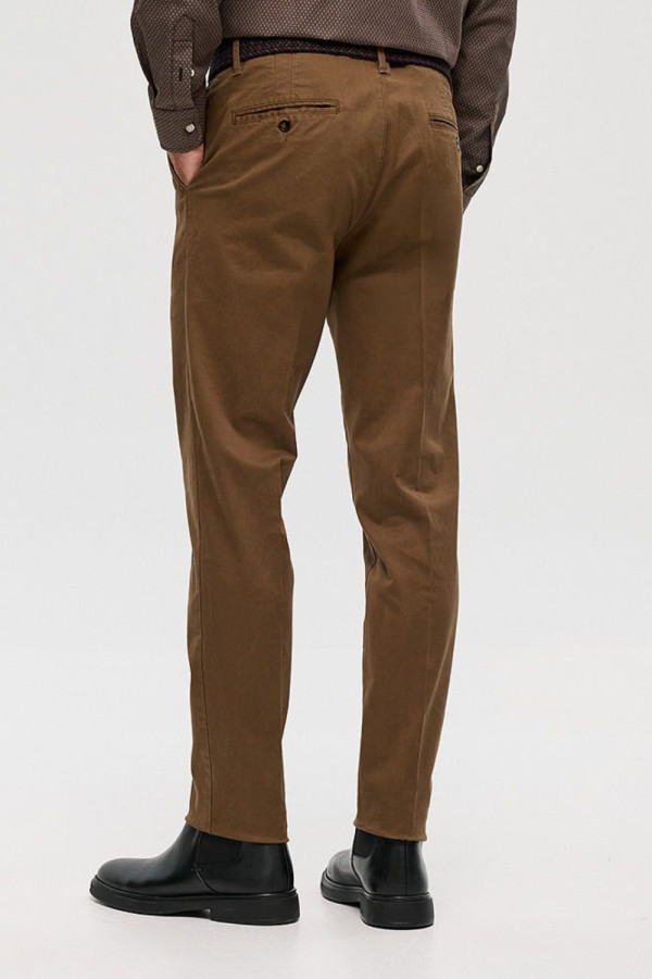 Ανδρικό chino παντελόνι Sogo cigar slim fit βαμβακερό με ζώνη 26534-293-484