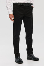 Ανδρικό chino παντελόνι Sogo μαύρο slim fit βαμβακερό με ζώνη 26534-293-484