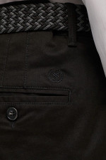 Ανδρικό chino παντελόνι Sogo μαύρο slim fit βαμβακερό με ζώνη 26534-293-484