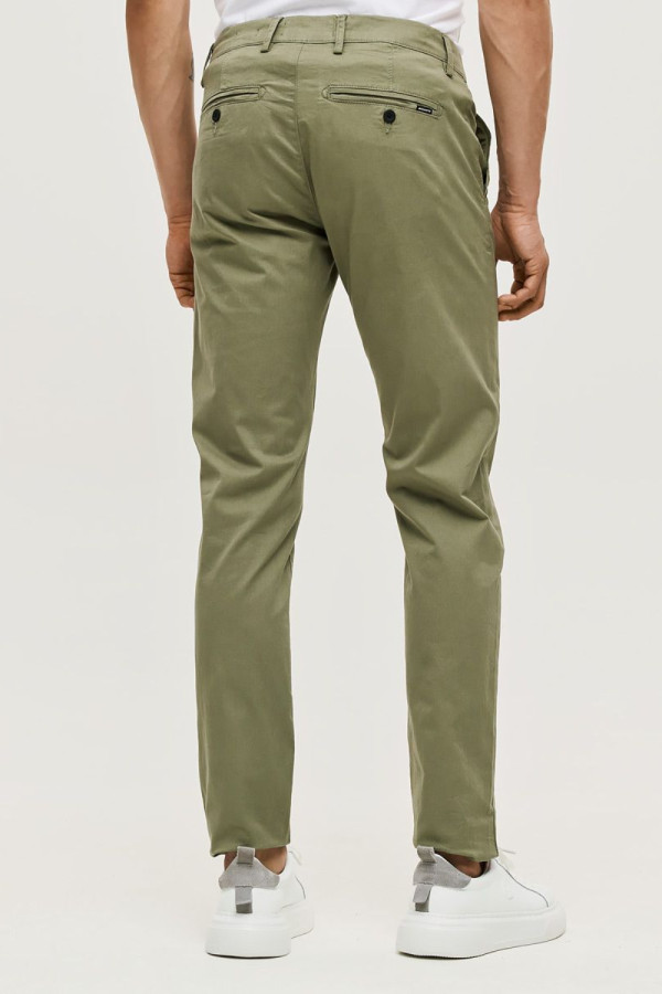 Ανδρικό παντελόνι Brokers chino λαδί βαμβακερό slim fit 26014-402-451