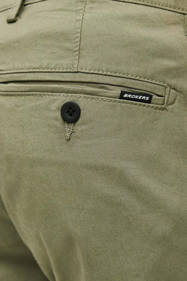 Ανδρικό παντελόνι Brokers chino λαδί βαμβακερό slim fit 26014-402-451