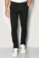 Ανδρικό παντελόνι Brokers chino μαύρο βαμβακερό slim fit 26014-402-451