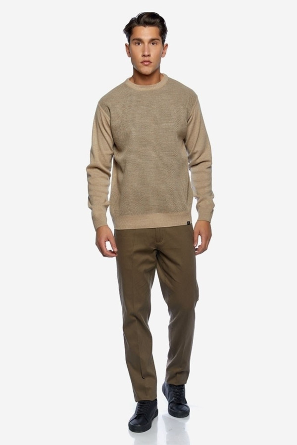 SOGO ΑΝΔΡΙΚΟ ΠΑΝΤΕΛΟΝΙ ΒΑΜΒΑΚΕΡΟ CHINO REGULAR FIT ΜΕ ΜΙΚΡΟΣΧΕΔΙΟ ΜΠΕΖ 22534-201-35