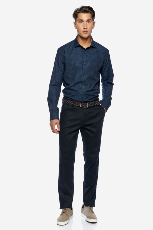 SOGO ΑΝΔΡΙΚΟ ΠΑΝΤΕΛΟΝΙ ΒΑΜΒΑΚΕΡΟ CHINO REGULAR FIT ΜΕ ΜΙΚΡΟΣΧΕΔΙΟ ΜΠΛΕ 22534-201-35